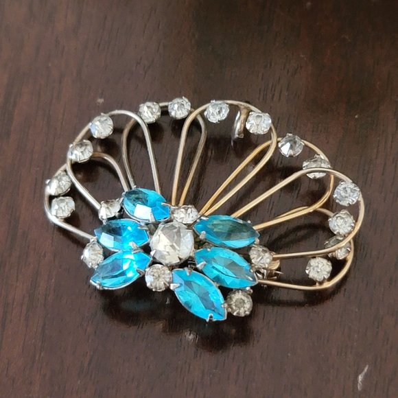 Vintage Signed Dorsons 1/20 12KT Gold Filled Rhinestone Demi Parure Pin Earrings - Picture 3 of 8